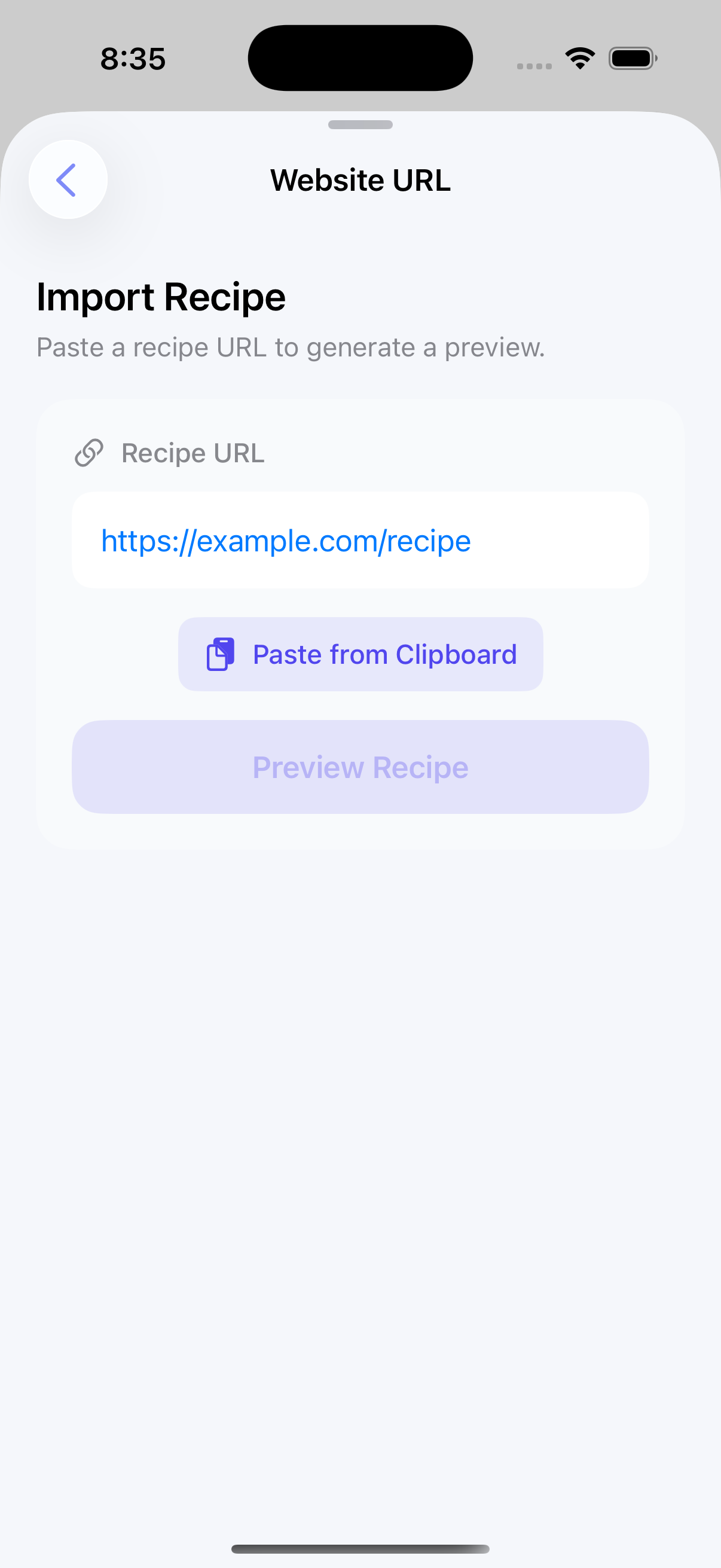URL import sheet
