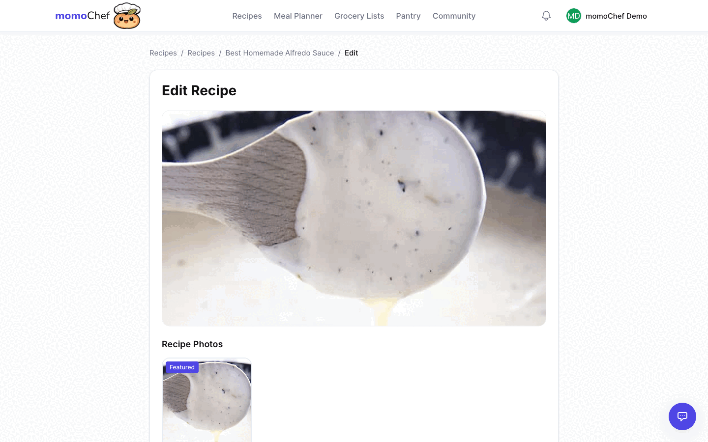 Recipe editor